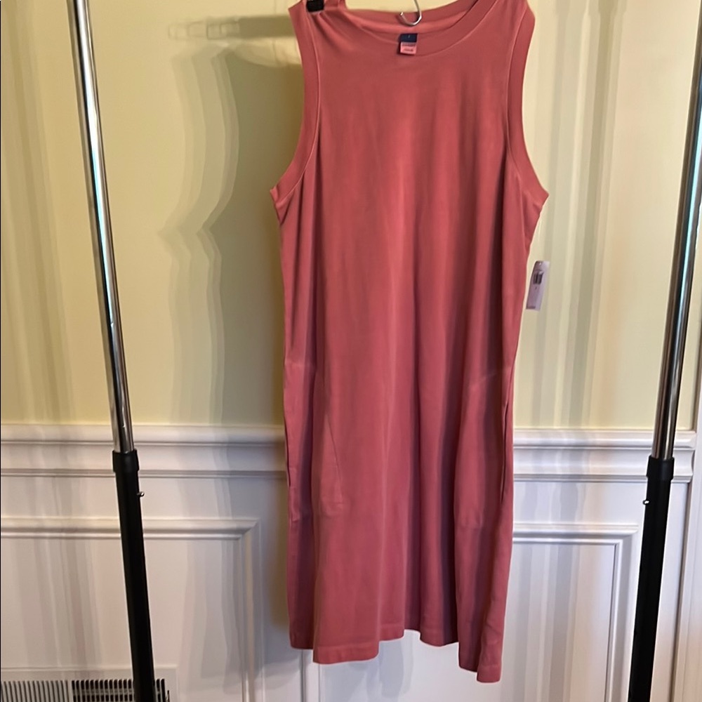 Old Navy Pink Sheath Midi Dress Sleeveless Crew Neck